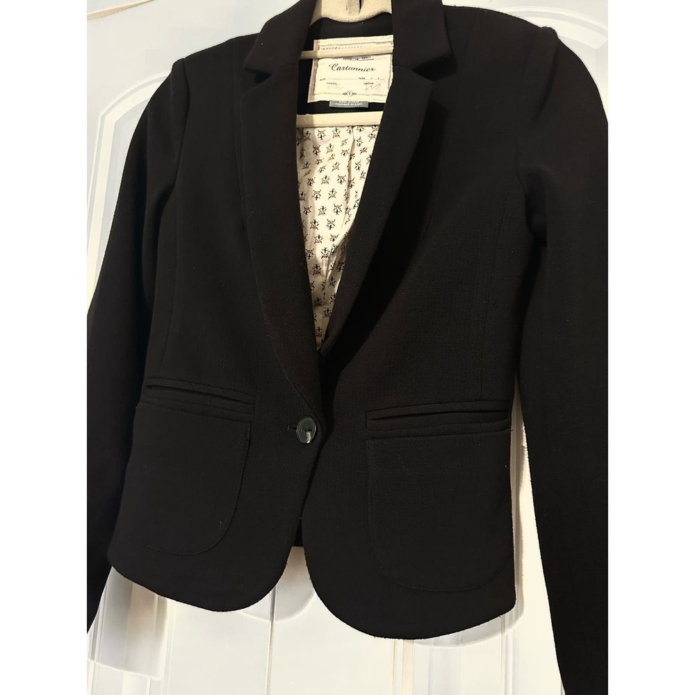 Anthropologie Cartonnier Tessa Ponte Black Blazer Single Button Size XS